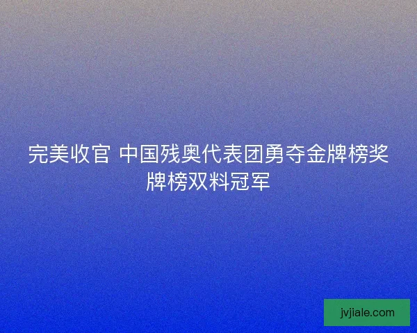 完美收官 中国残奥代表团勇夺金牌榜奖牌榜双料冠军